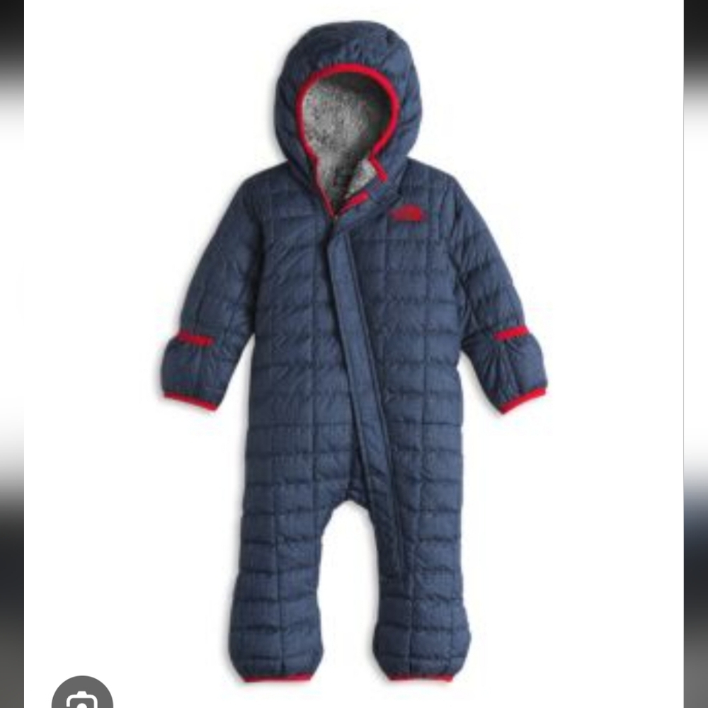 North Face UniSex ThermoBall Baby Bunting Navy Blue Red Trim Size 3-6 Months